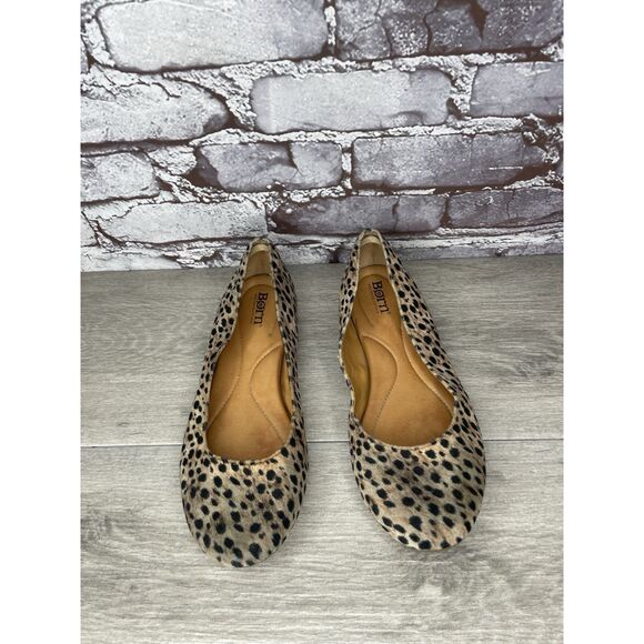 Born Adour Brown Leather Slip On Leopard Ballet Flats Shoes Women Sz 8M US/39EU - Picture 13 of 16